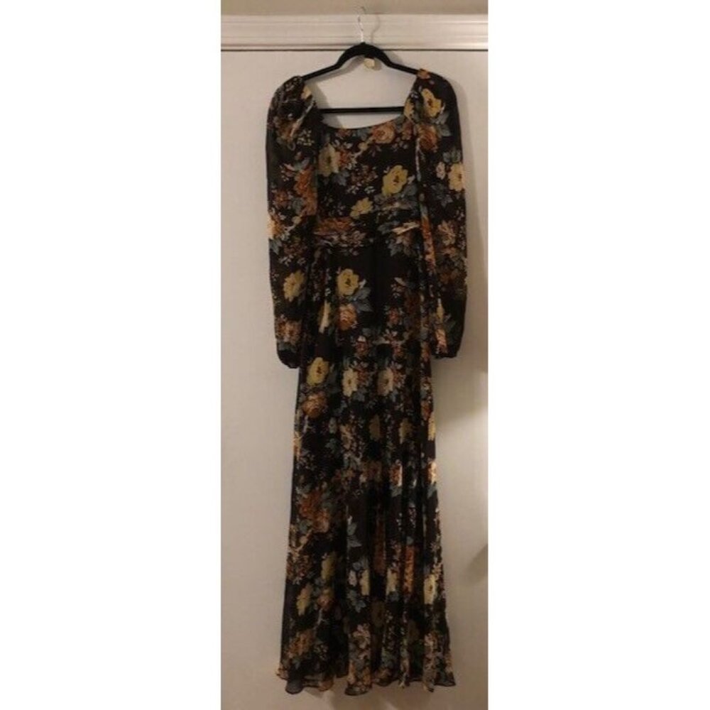 NWT $898 VERONICA BEARD RUNWAY AVANI BROWN FLORAL PRINT SILK MAXI DRESS SZ US 2 - Picture 9 of 10